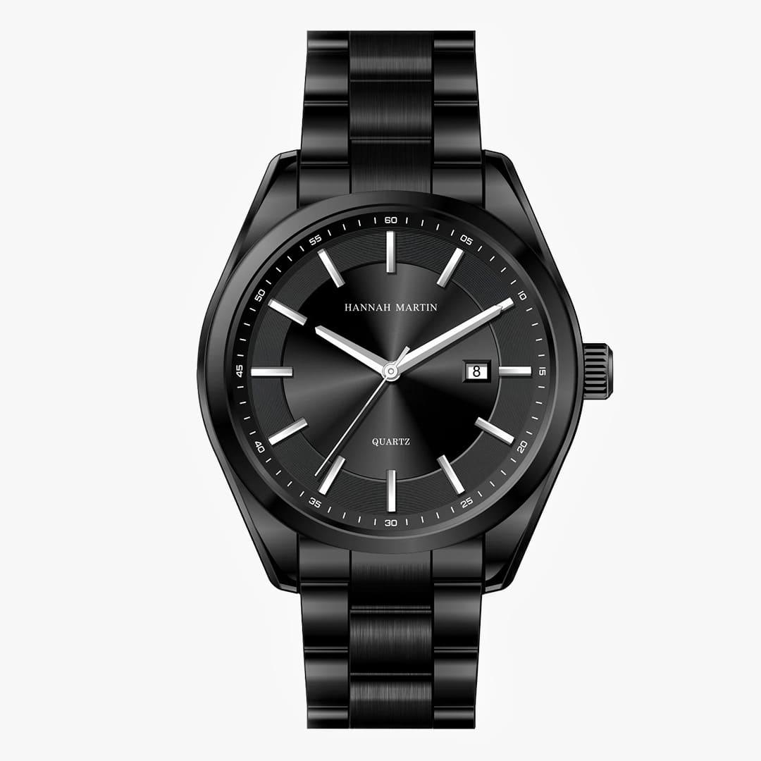 “Relógio masculino preto com pulseira de aço e mostrador minimalista – Rivietto Virtus 40mm