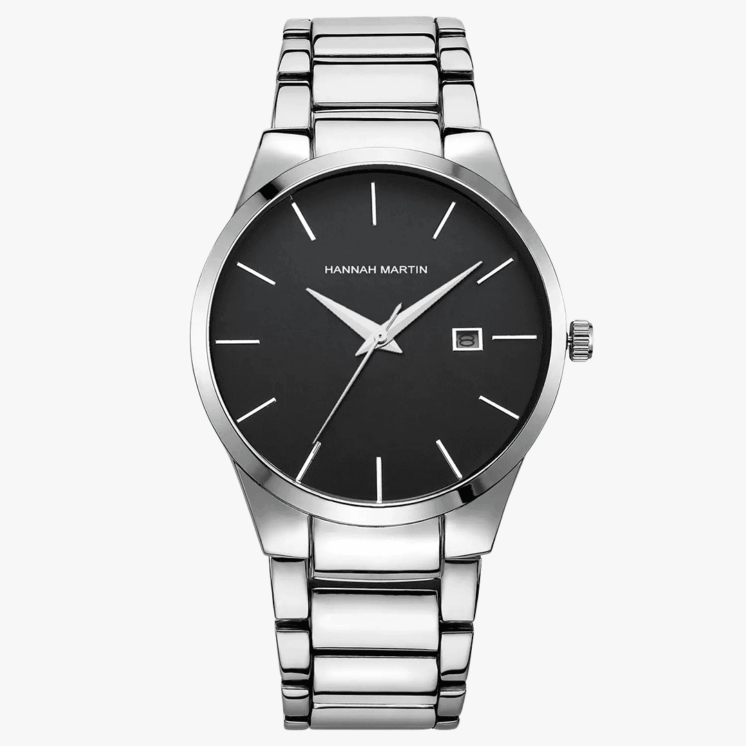 Relógio masculino Rivietto Zenith com pulseira de aço inox e mostrador minimalista preto
