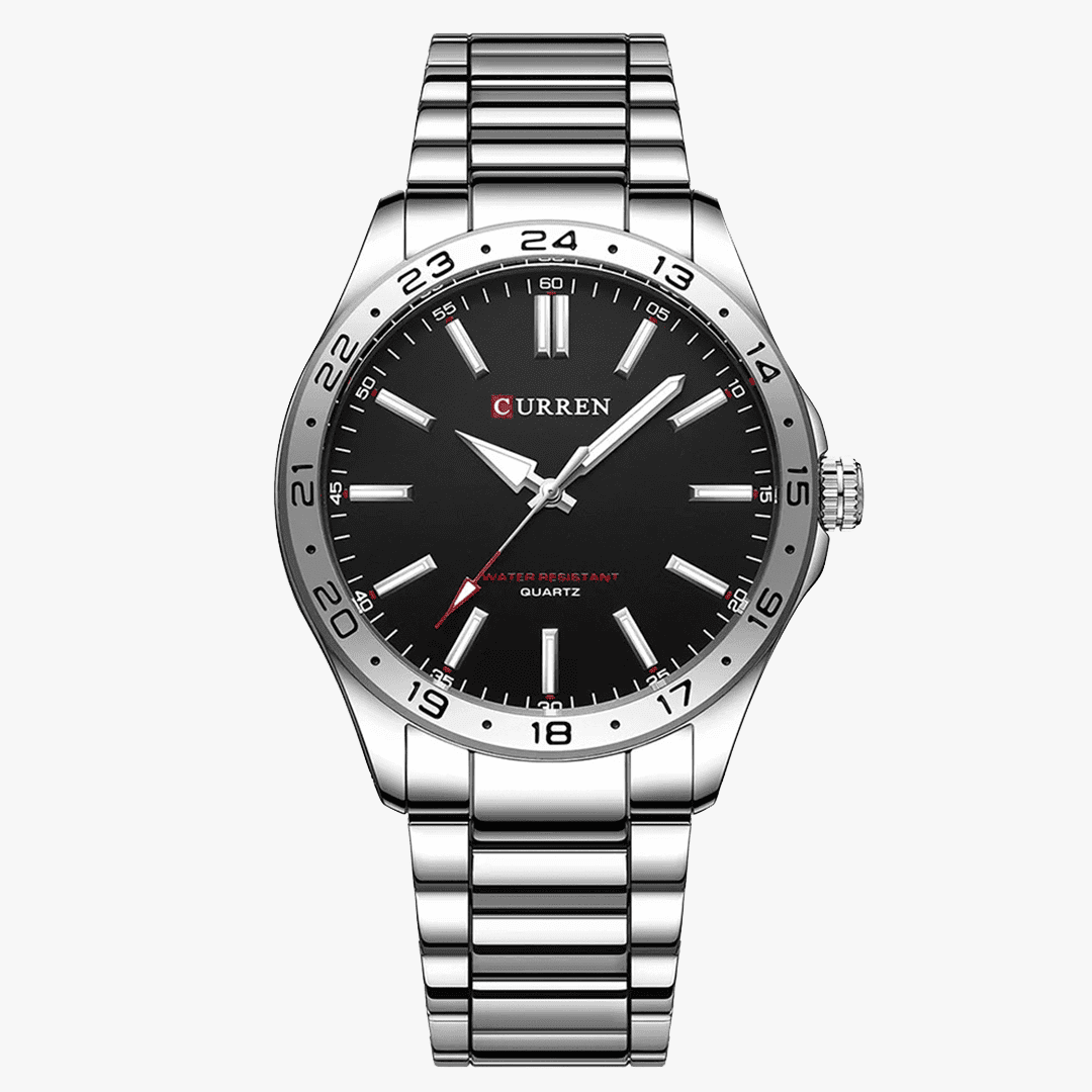 Relógio Rivietto Royal preto com pulseira de aço inox – vista frontal