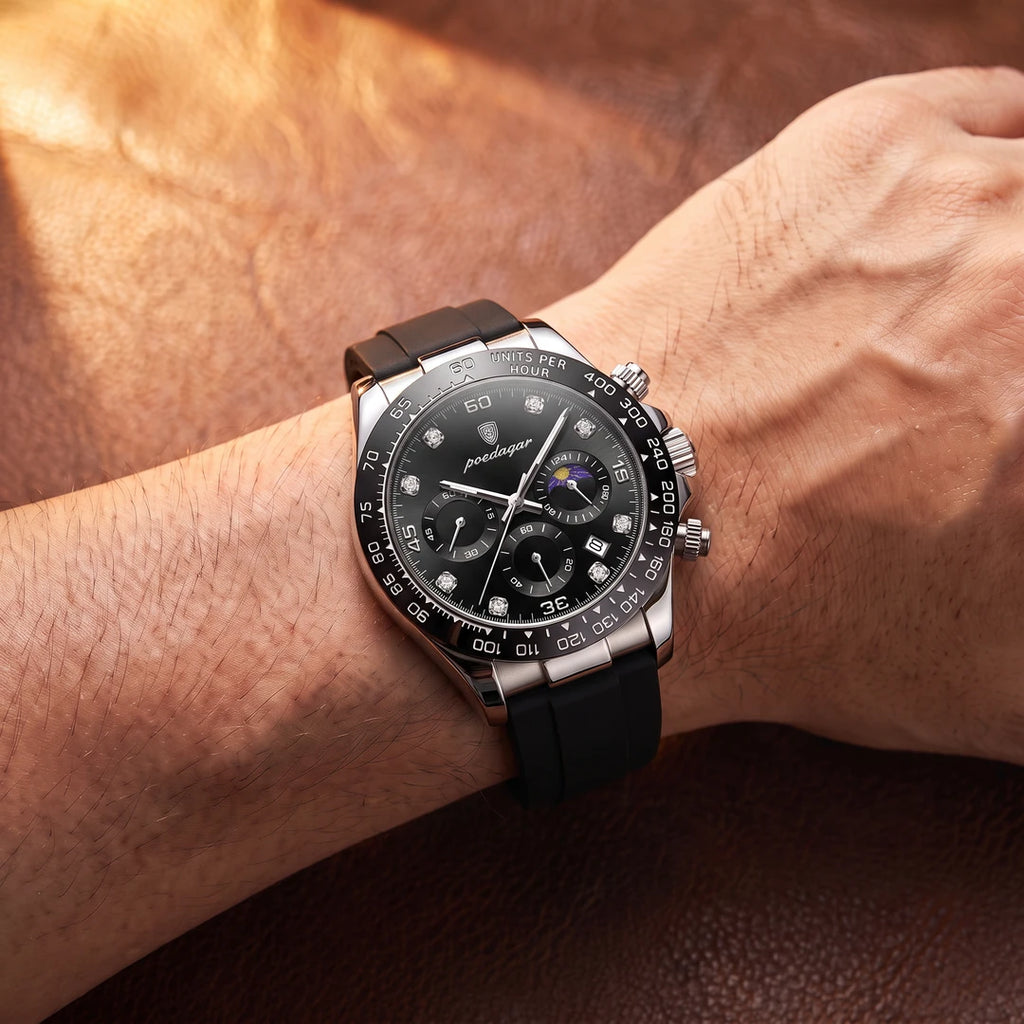 Relógio Amsterdam 42mm Preto no pulso