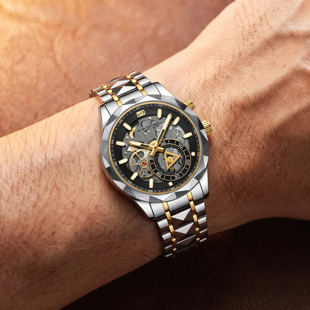 Relógio Barroco 41mm Preto e Dourado no pulso