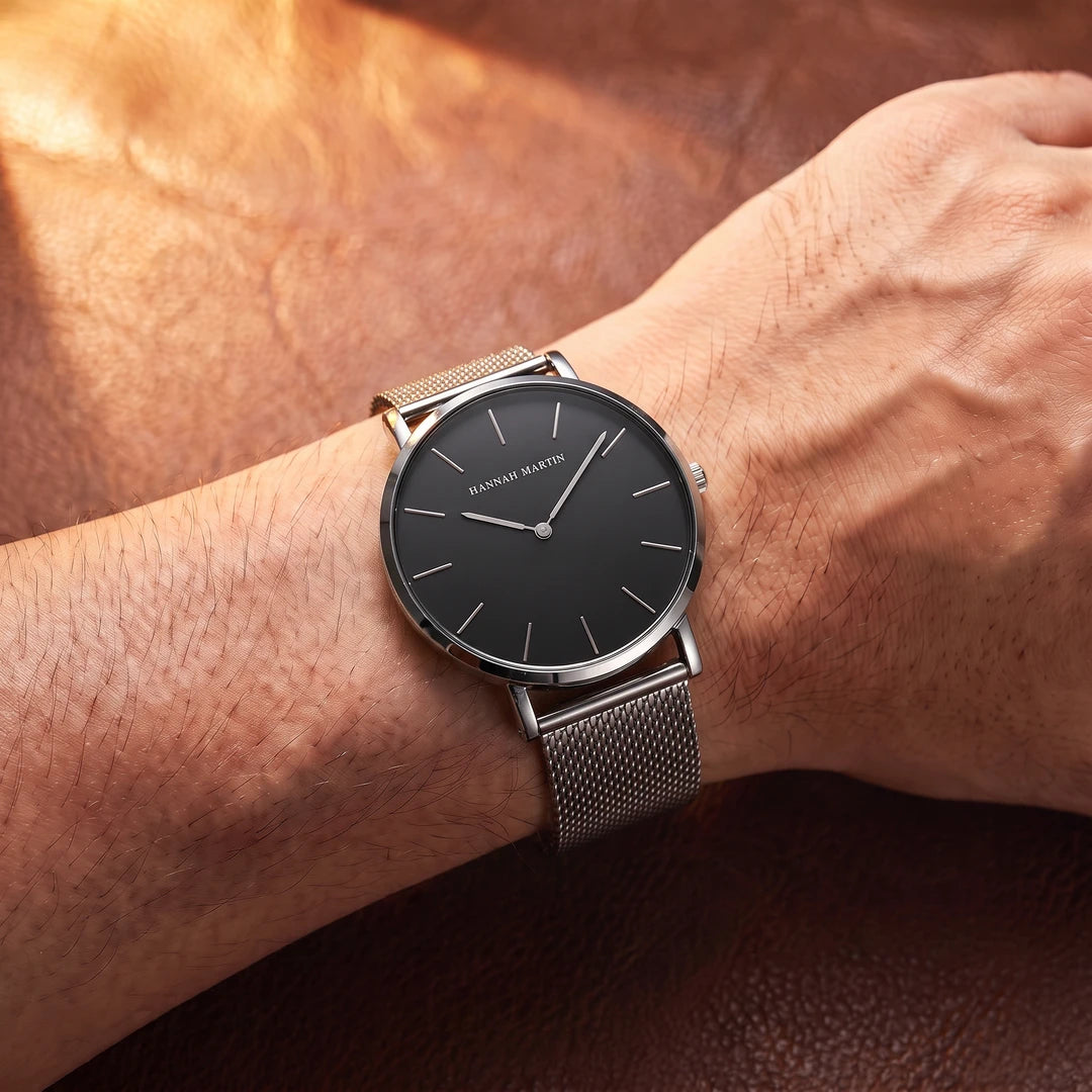 Relógio Diletto 40mm Prata e Preto no pulso