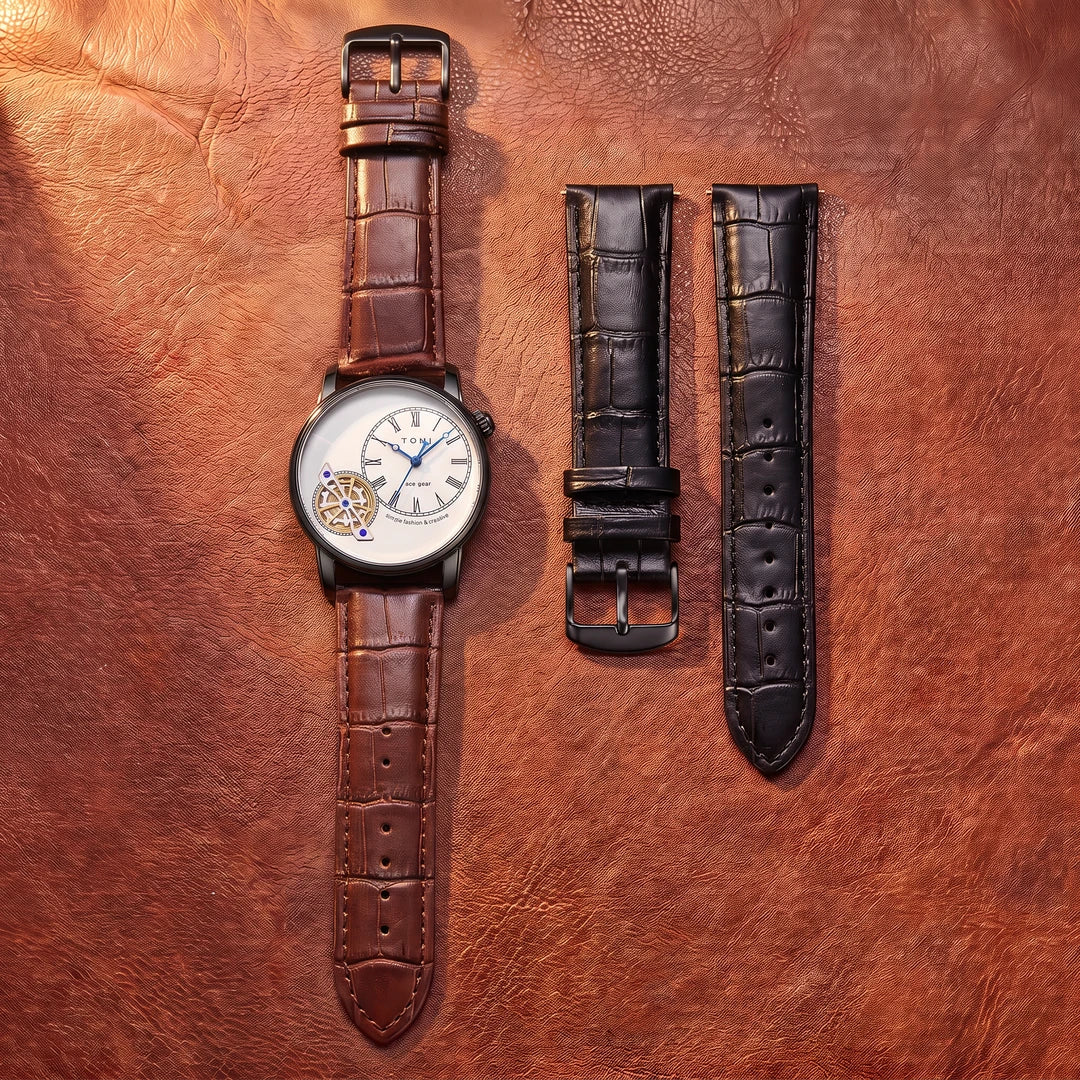 Relógio Doppio 42mm Branco e Preto com as duas pulseiras