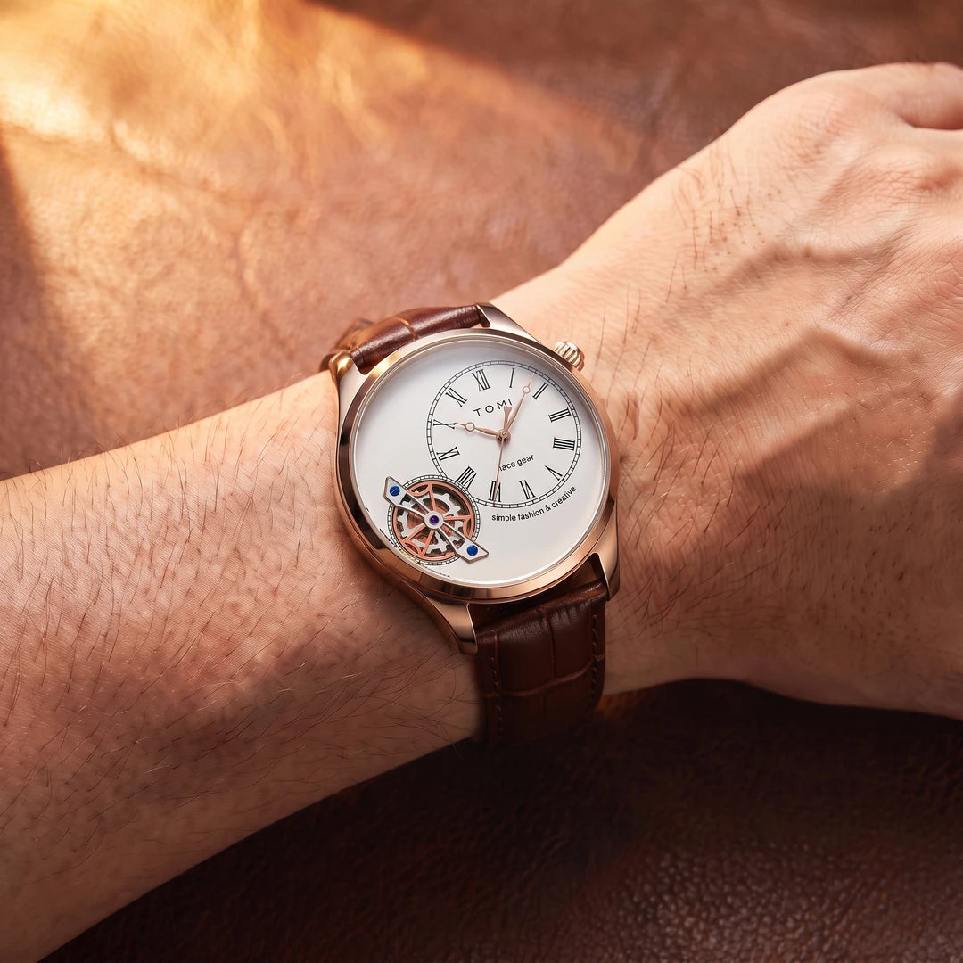 Relógio Doppio 42mm Branco e Rosê no pulso
