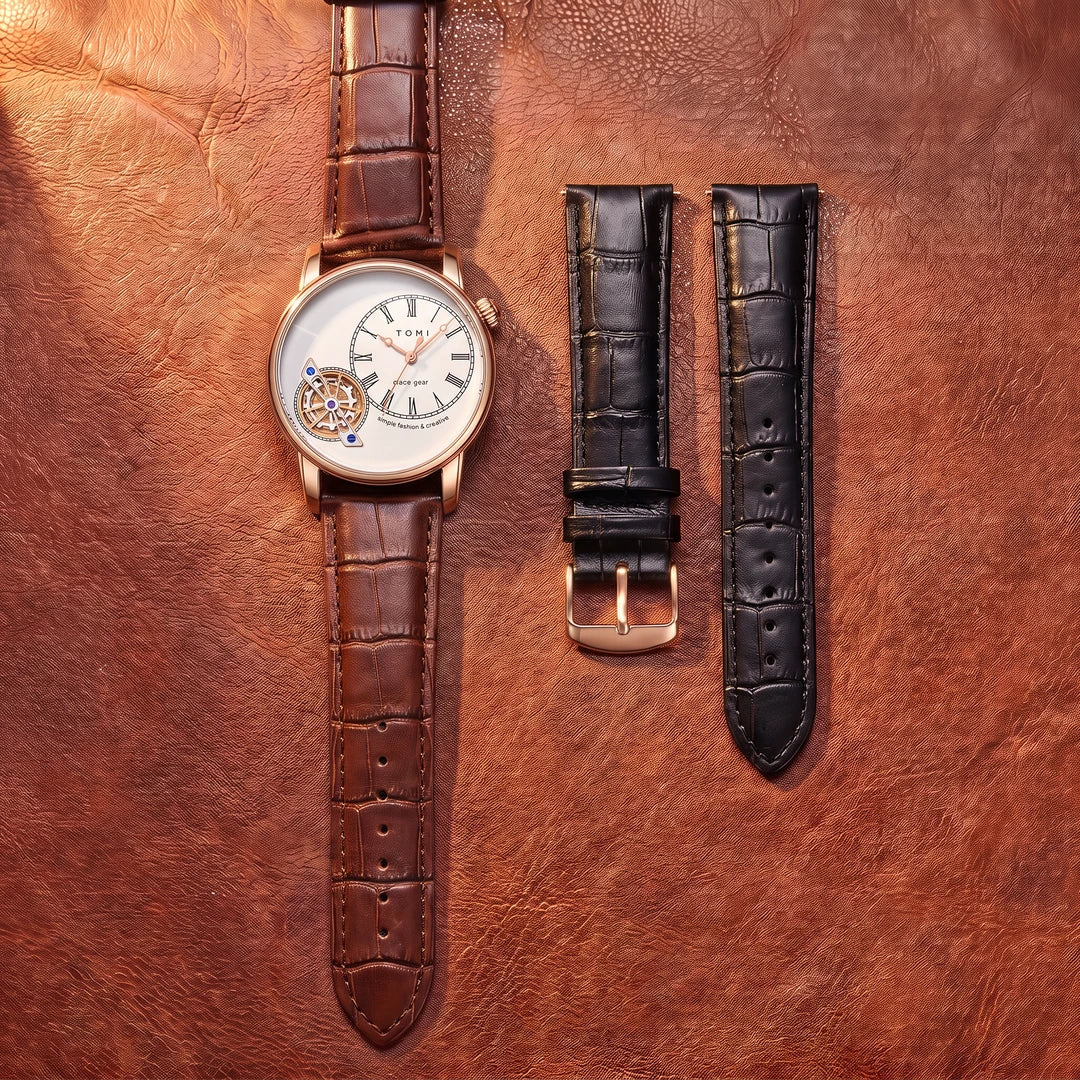 Relógio Doppio 42mm Branco e Rosê com as duas pulseiras