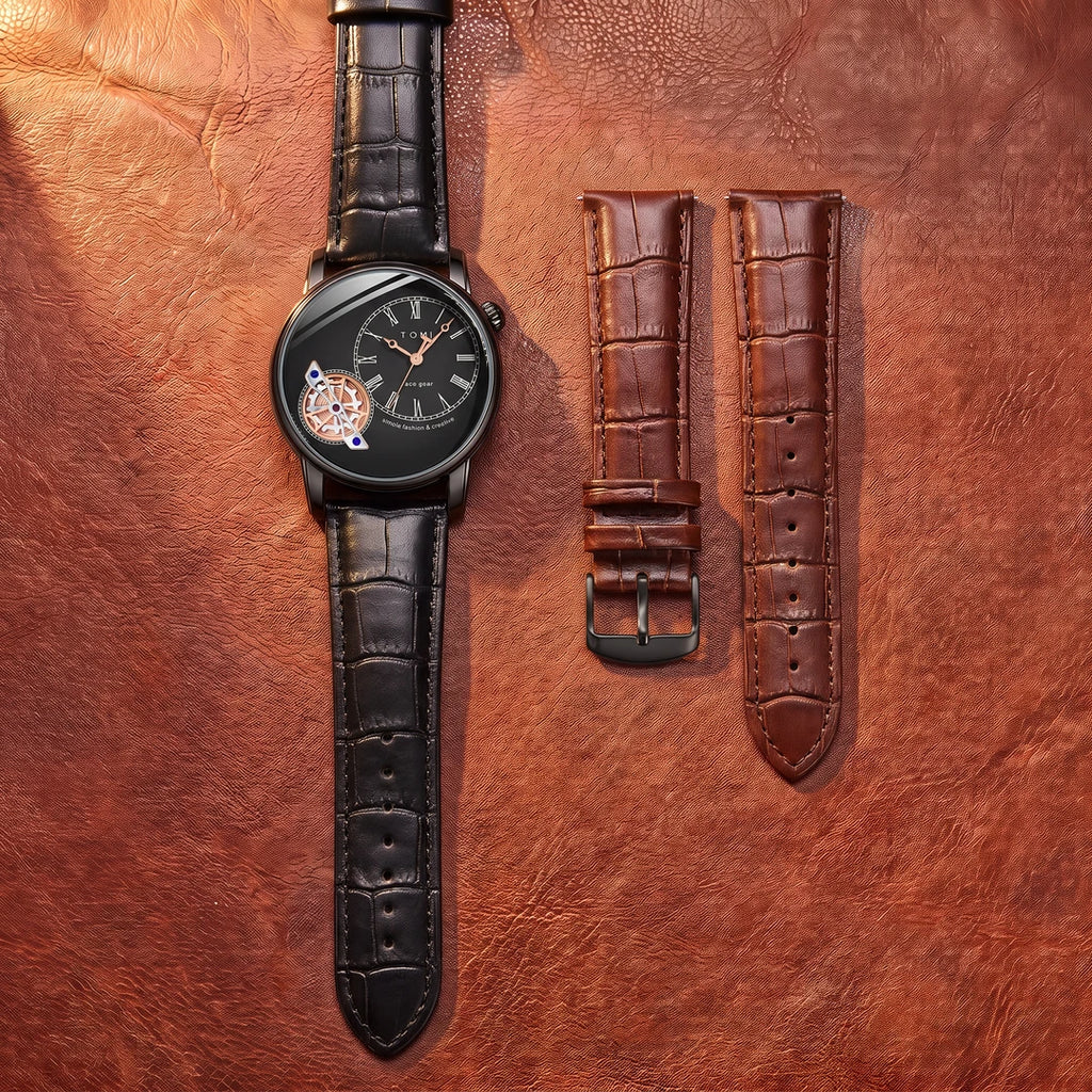 Relógio Doppio 42mm Todo Preto com as duas pulseiras