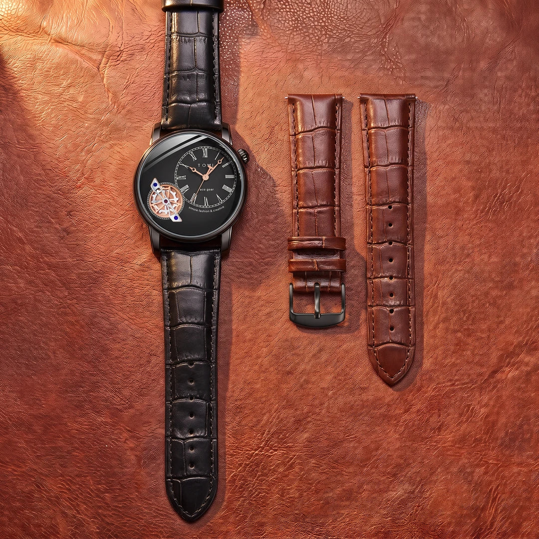 Relógio Doppio 42mm Todo Preto com as duas pulseiras