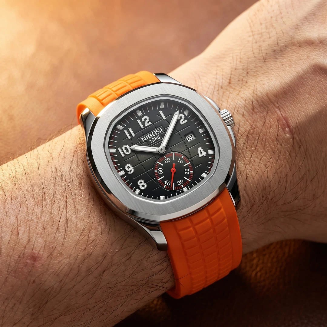 Lumen 42mm Laranja - frontal no pulso