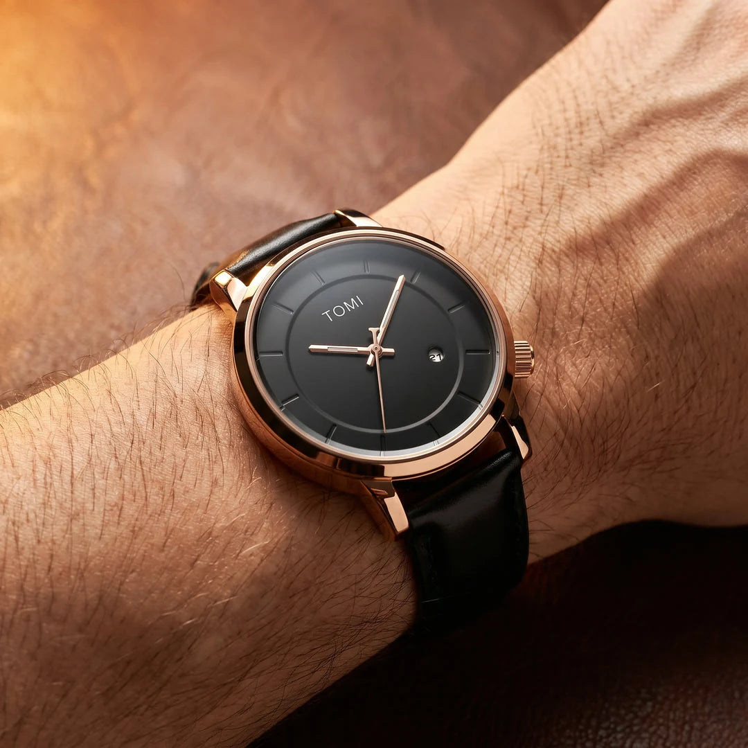 Madrid 42mm Marrom e Rose - frontal no pulso