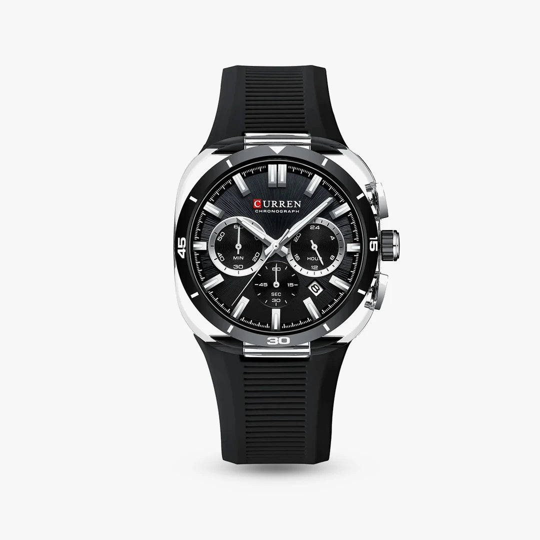 Relógio Moka 43mm Preto e Prata
