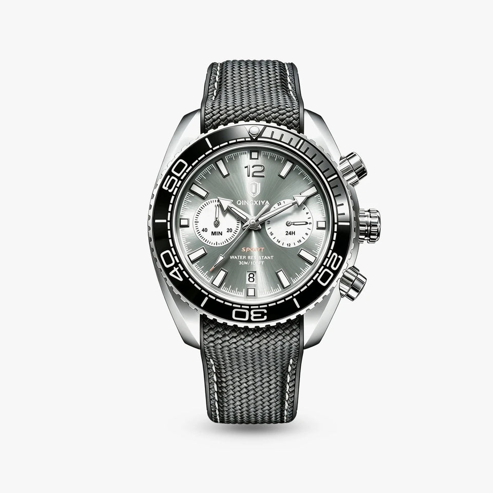 Relógio Netuno 44mm Cinza e Preto