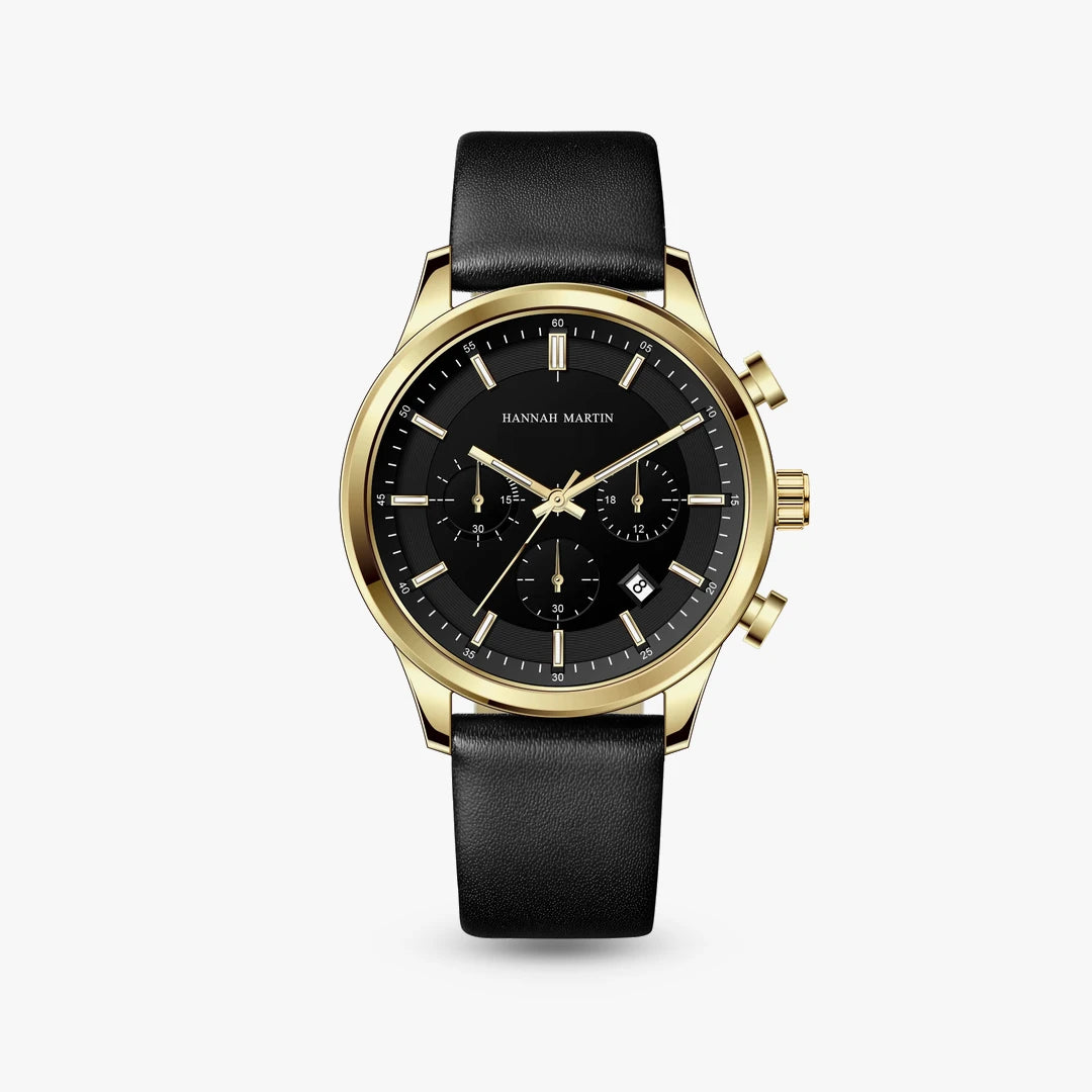 Relógio Noturno 41mm Preto e Dourado