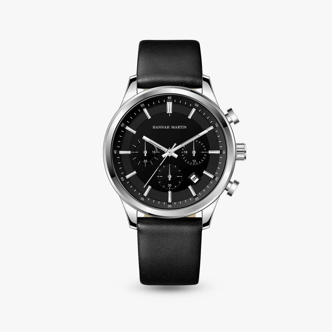 Relógio Noturno 41mm Preto e Prata