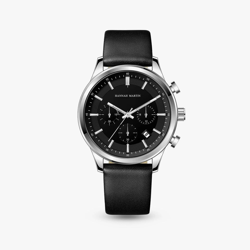 Relógio Noturno 41mm Preto e Prata