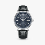 Relógio Oliva 41mm Couro Azul - Couro Preto