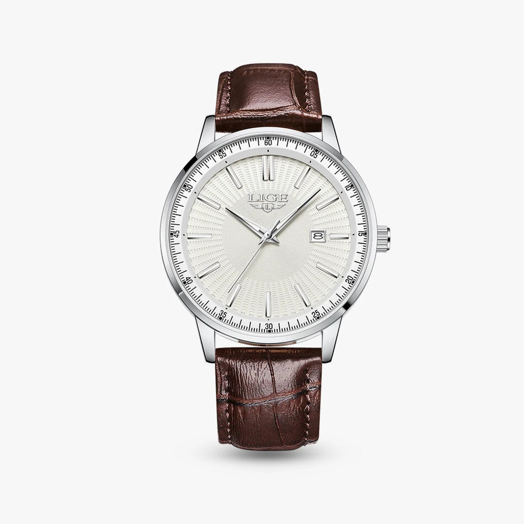 Relógio Oliva 41mm Couro Branco - Couro Marrom