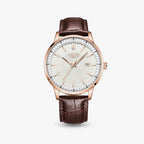 Relógio Oliva 41mm Couro Branco e Rosê - Couro Marrom