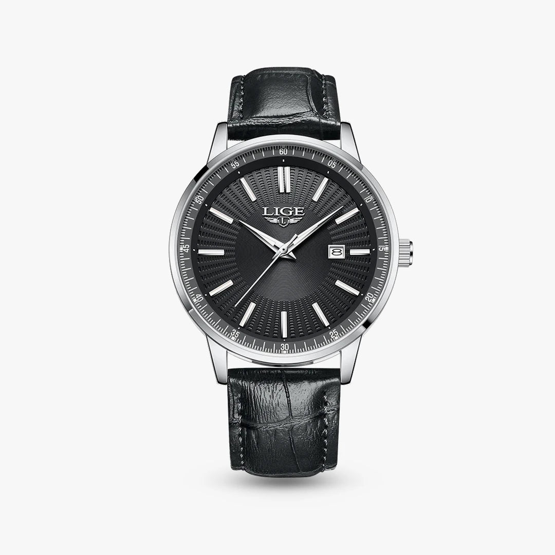 Relógio Oliva 41mm Couro Preto - Couro Preto