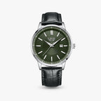 Relógio Oliva 41mm Couro Verde - Couro Preto