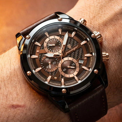 Omega 45mm Marrom - frontal no pulso