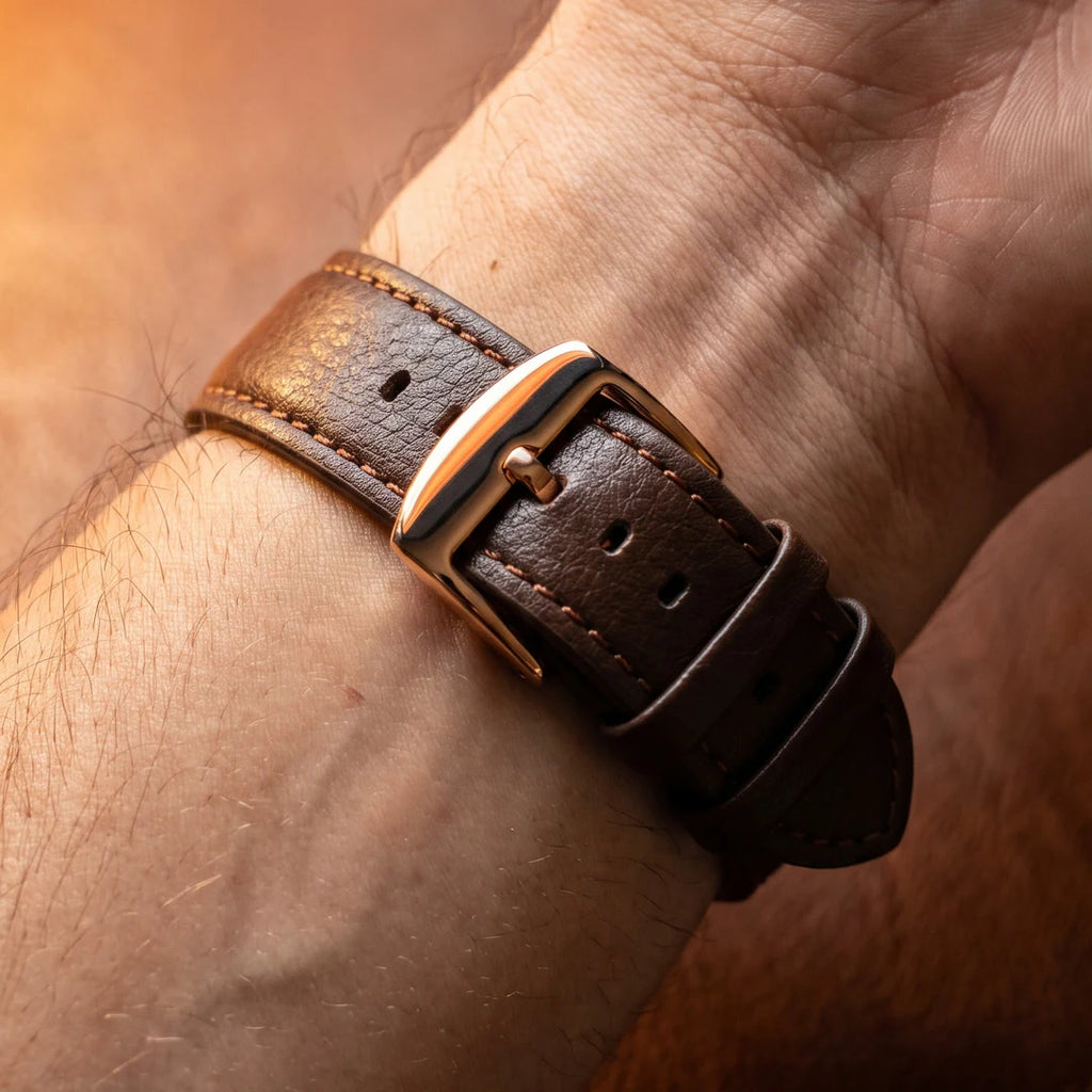 Omega 45mm Marrom - detalhe da pulseira