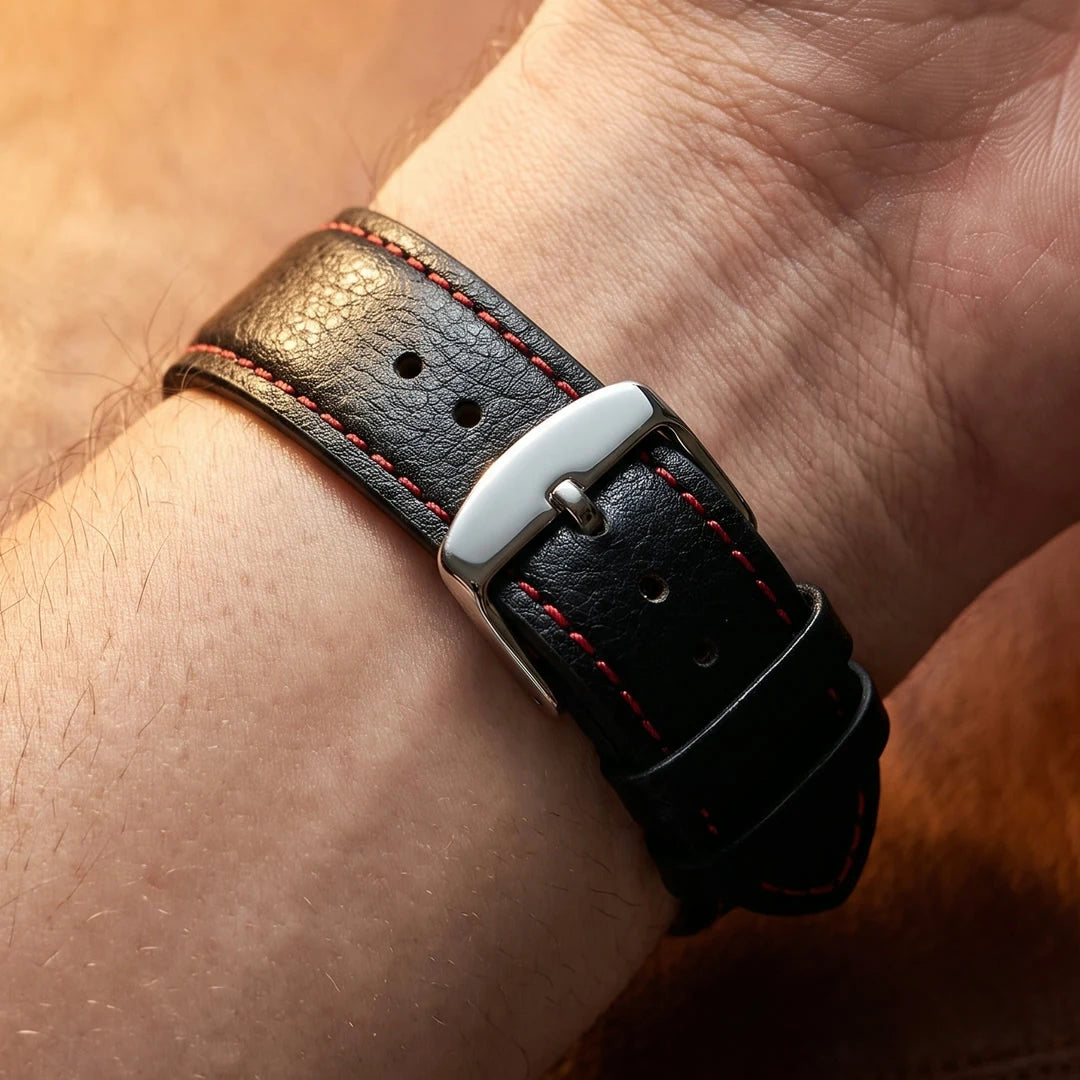 Omega 45mm Preto Prata - detalhe da pulseira