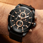 Omega 45mm Preto Rose - frontal no pulso
