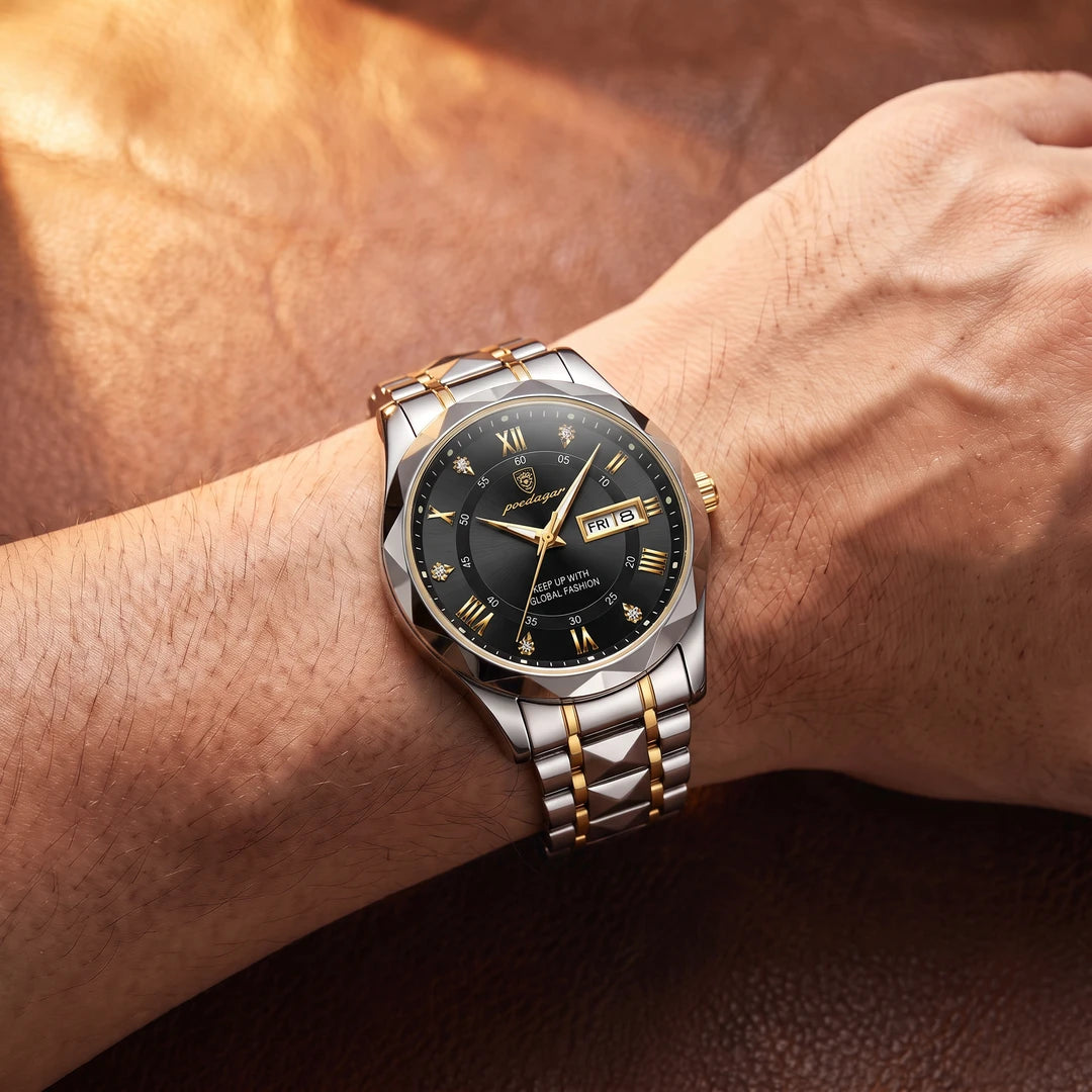 Relógio Paragon 41mm Preto - Ouro no pulso