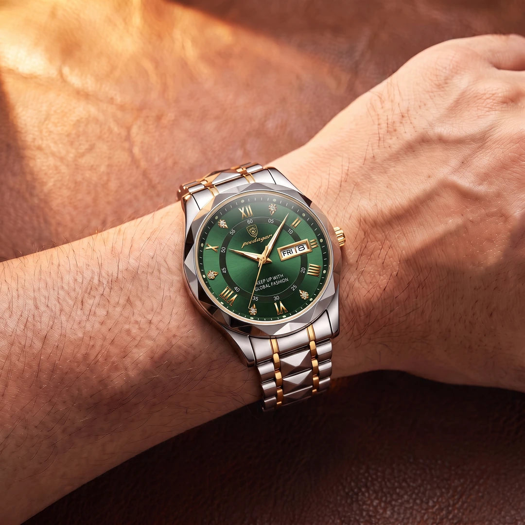 Relógio Paragon 41mm Verde - Ouro no pulso
