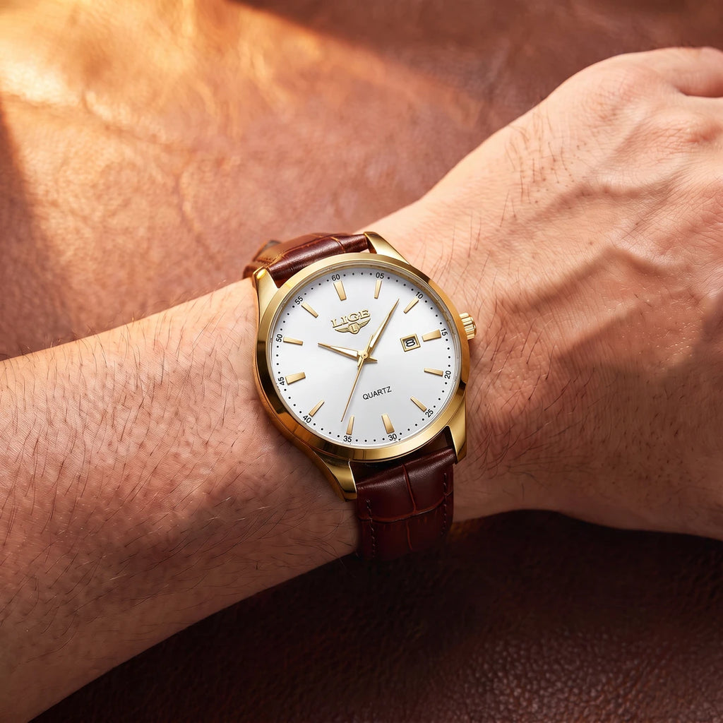 Relógio Paris 40mm Branco - Dourado no pulso