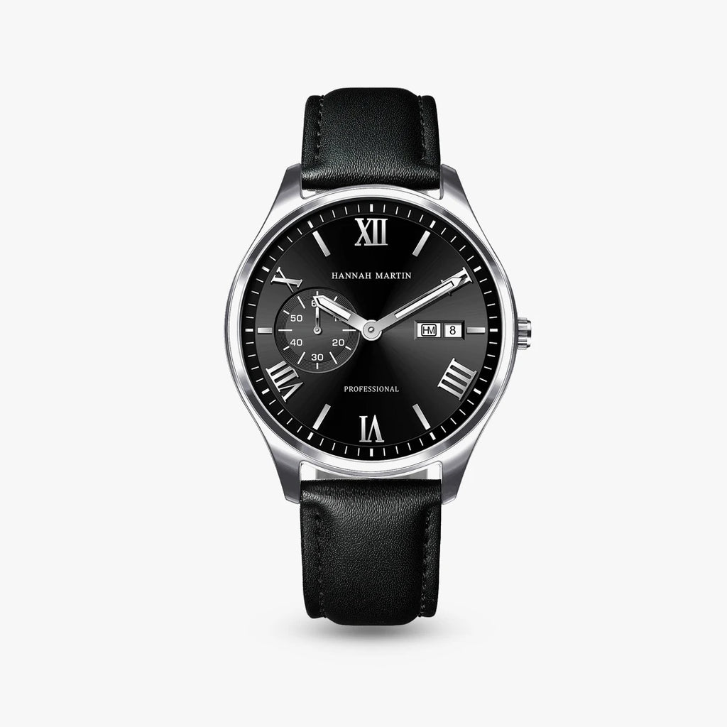 Relógio Romano 42mm Preto e Prata