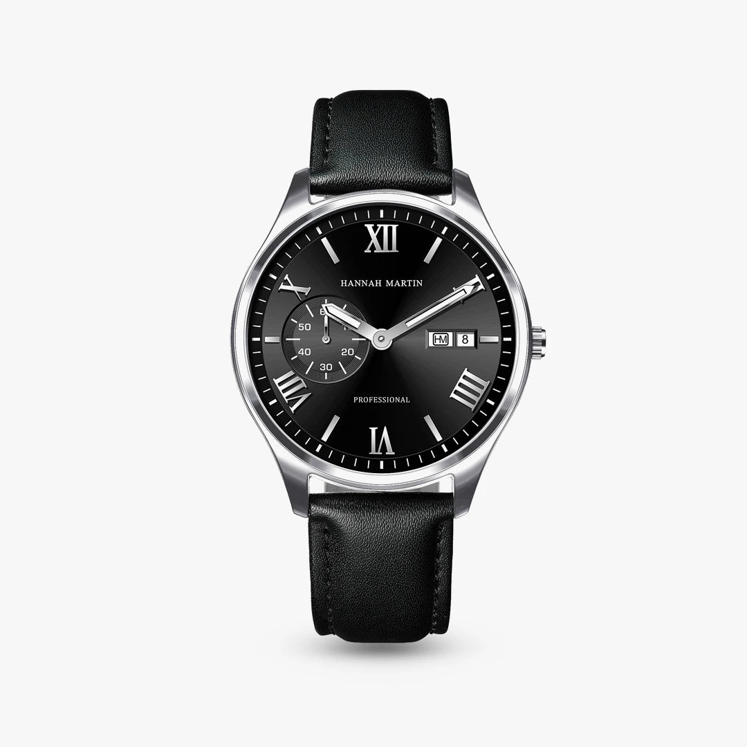 Relógio Romano 42mm Preto e Prata