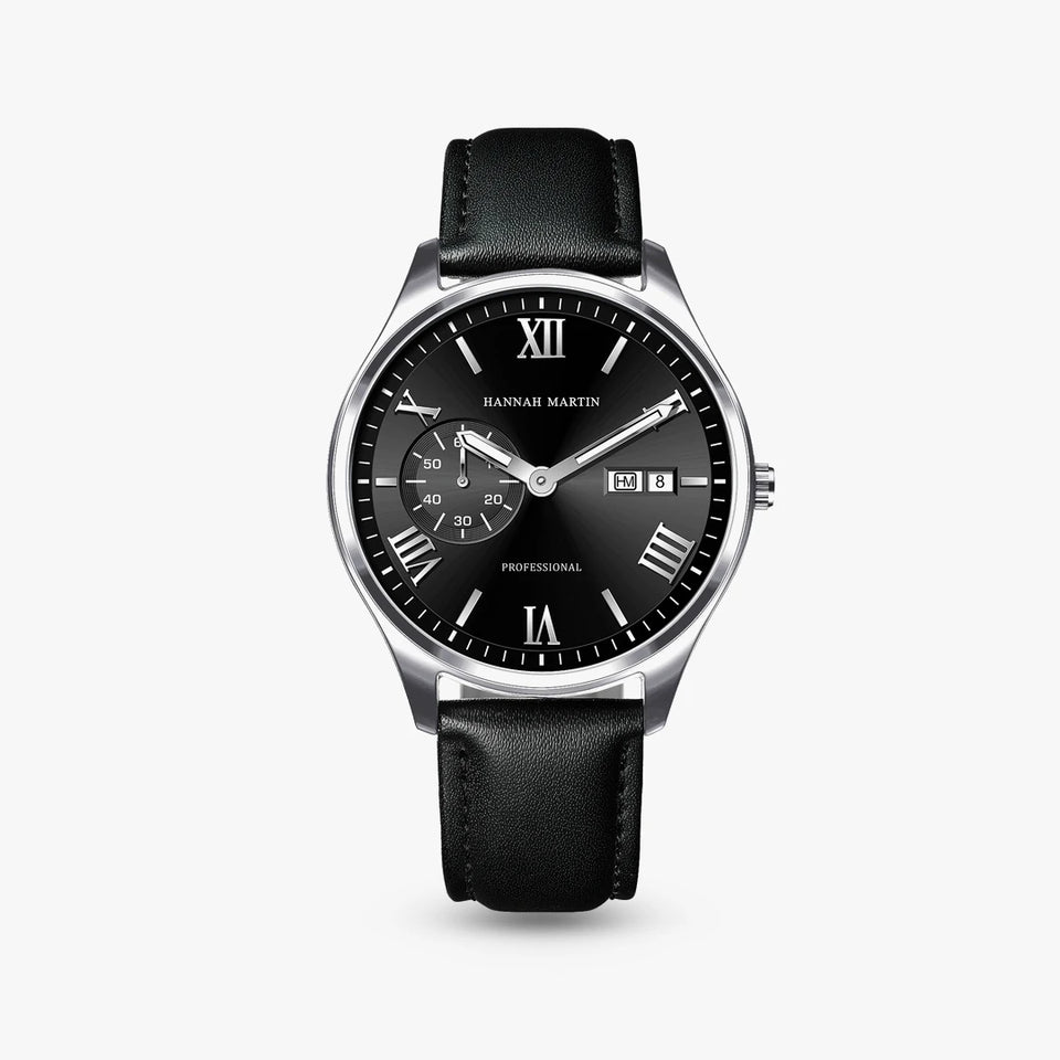 Relógio Romano 42mm Preto e Prata