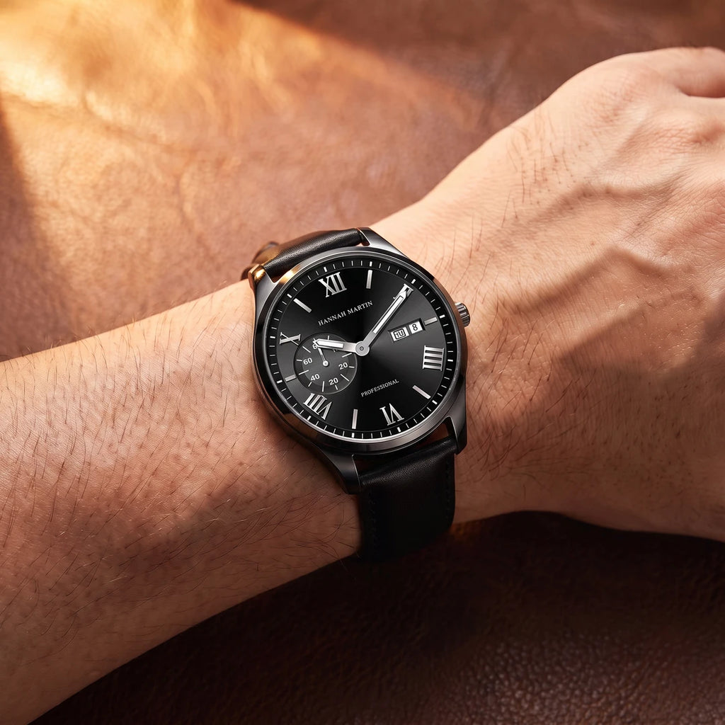 Relógio Romano 42mm Todo Preto no pulso