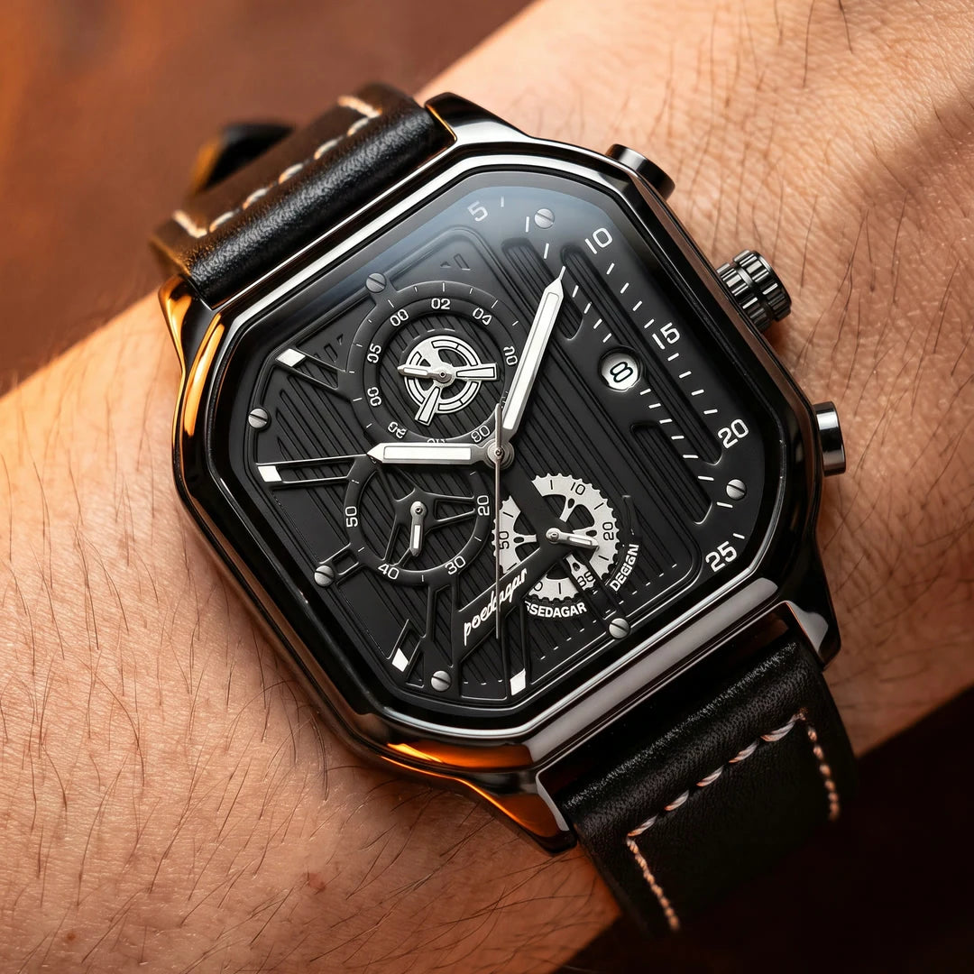 Sidney 42mm Preto - frontal no pulso