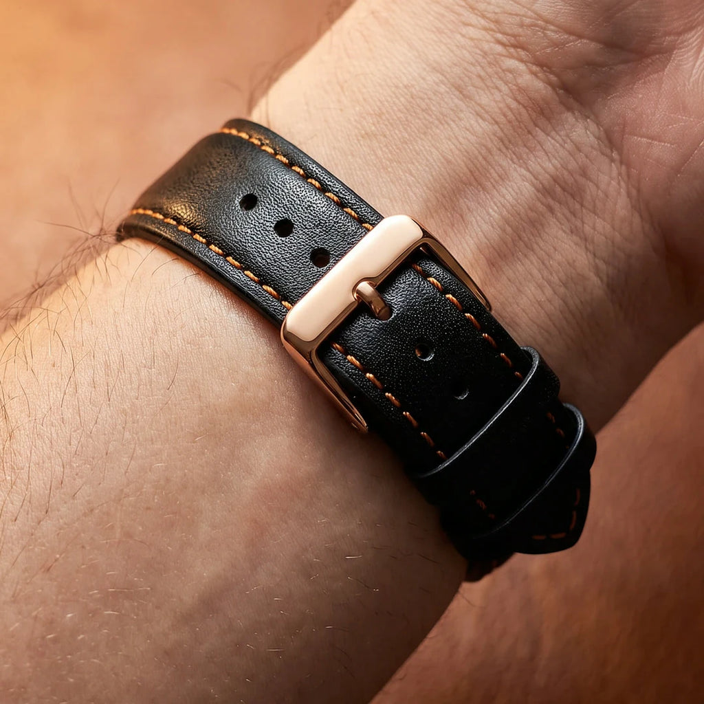 Sidney 42mm Preto e Rose - detalhe da pulseira