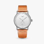 Relógio Silente 41mm Branco e Marrom