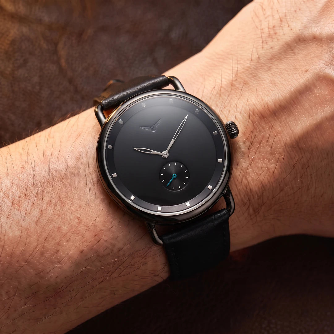 Relógio Silente 41mm Todo Preto no pulso