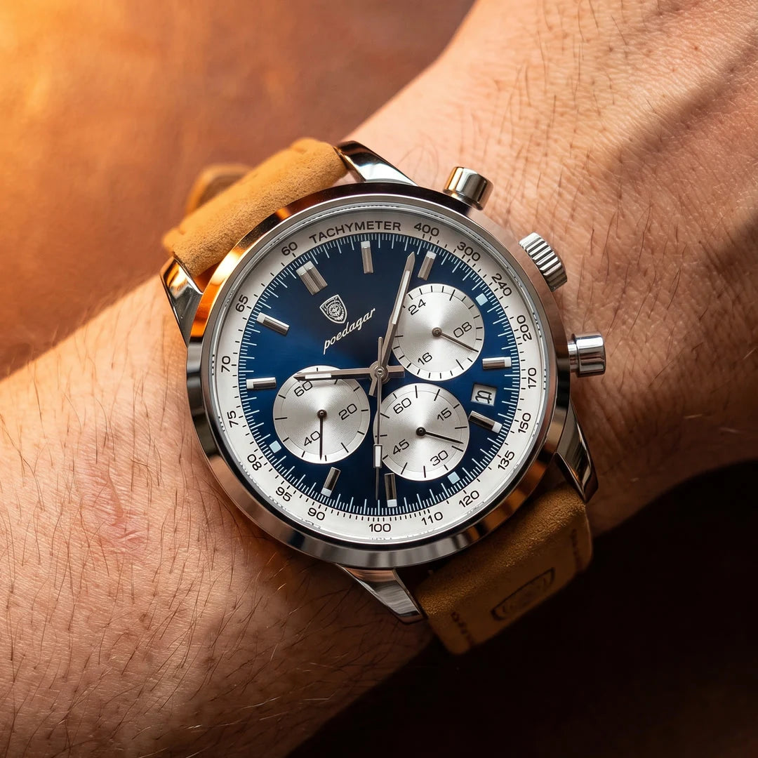 Sublime 41mm Azul Couro - frontal no pulso