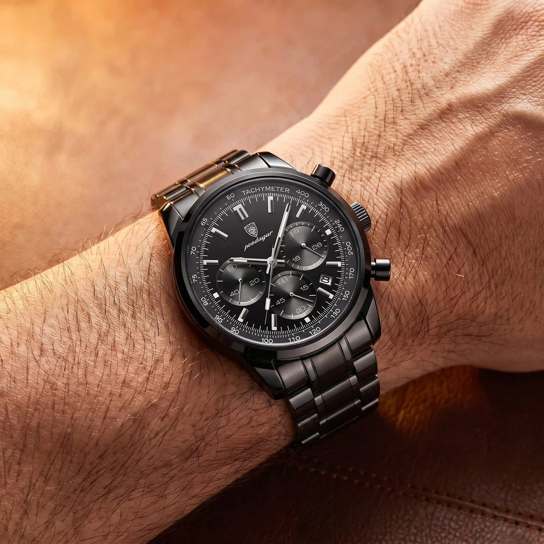Sublime 41mm Todo Preto Aco - frontal no pulso